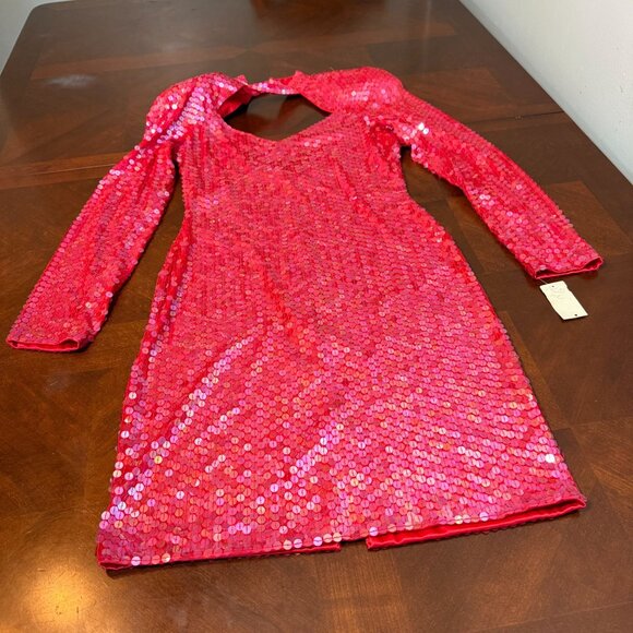 Vintage 80s NiteLine Red Sequin sexy Dress Deadstock  Sz 10 NOS party cocktail - Picture 2 of 10